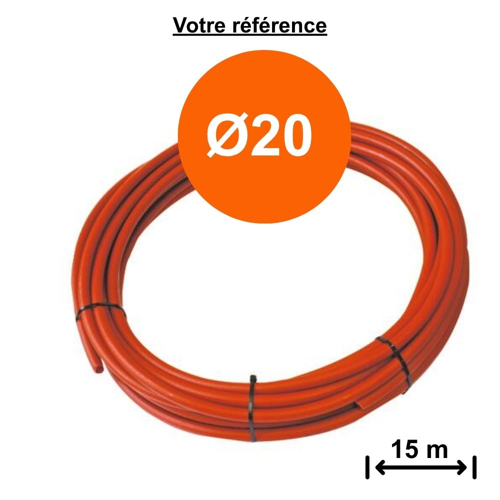 Tube PER nu rouge Ø20 - longueur 15 m - Somatherm