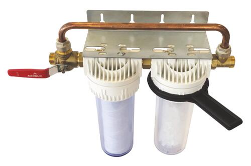 Station complète de filtration d'eau  - Anti-impuretés et anticalcaire - Duplex OnePhos, Aquawater