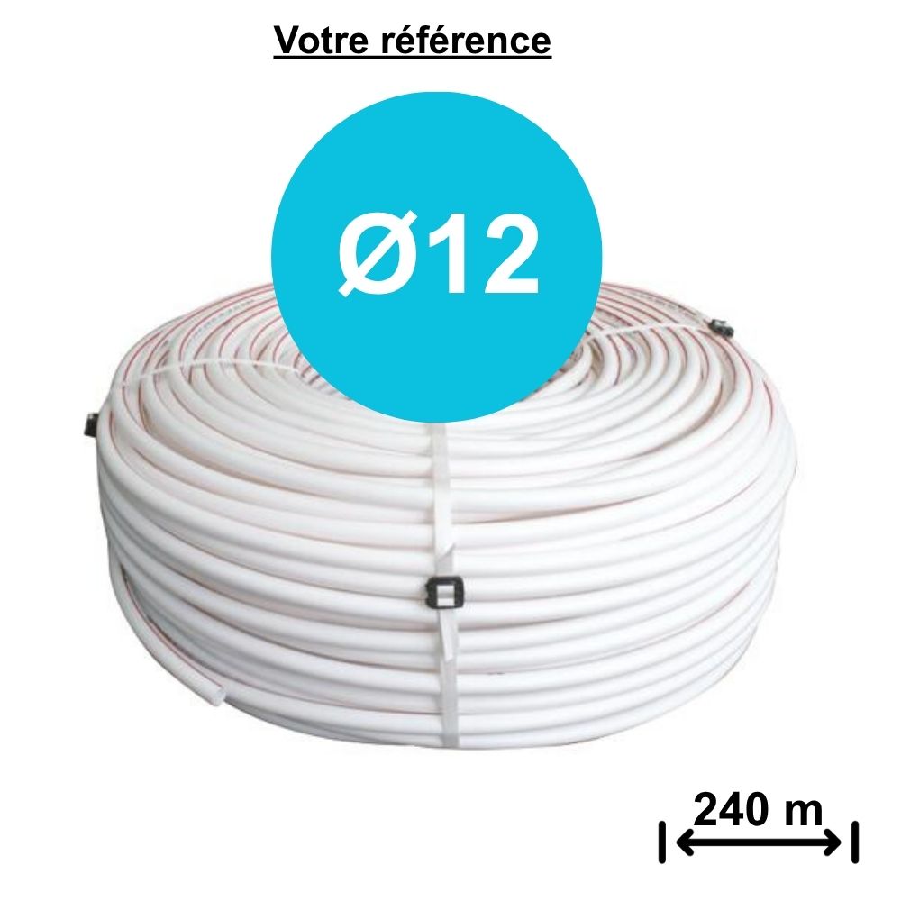 Tube PER nu blanc avec liseret rouge Ø12 - longueur 240 m - Somatherm