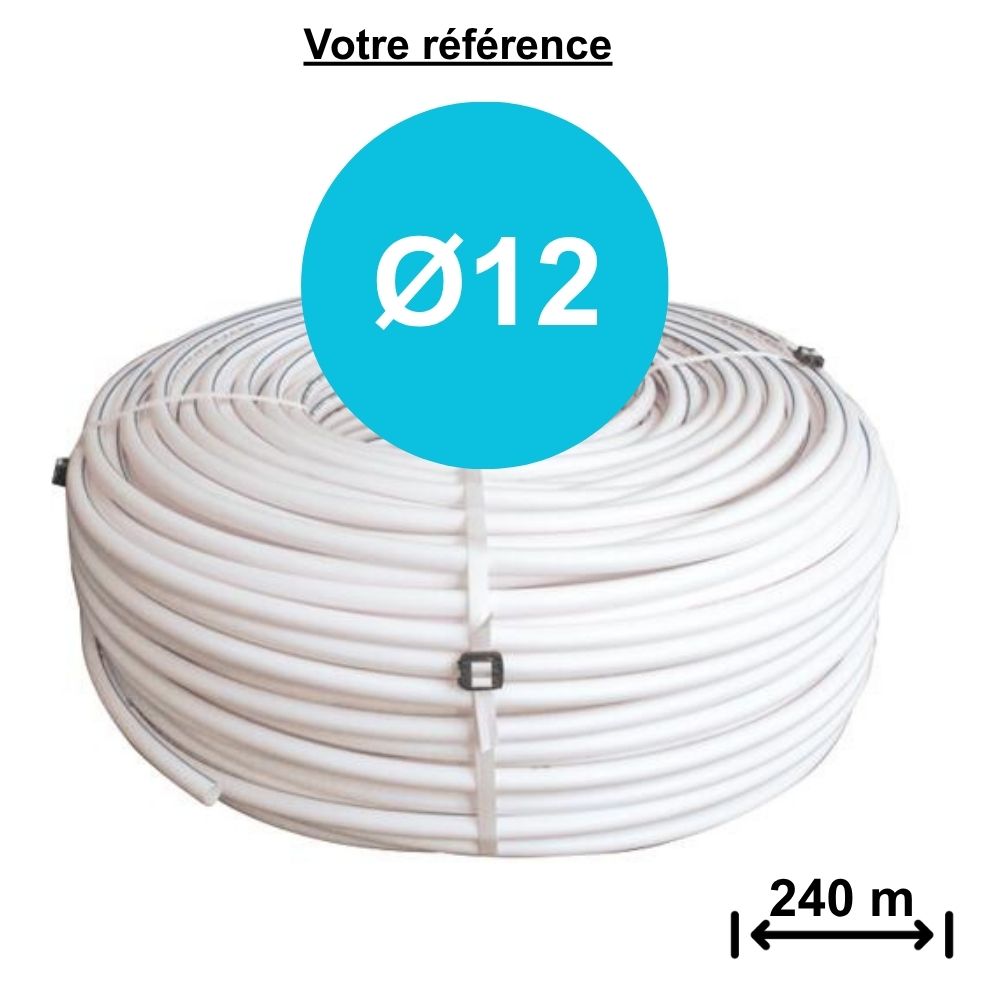 Tube PER nu blanc avec liseret bleu Ø12 - longueur 240 m - Somatherm