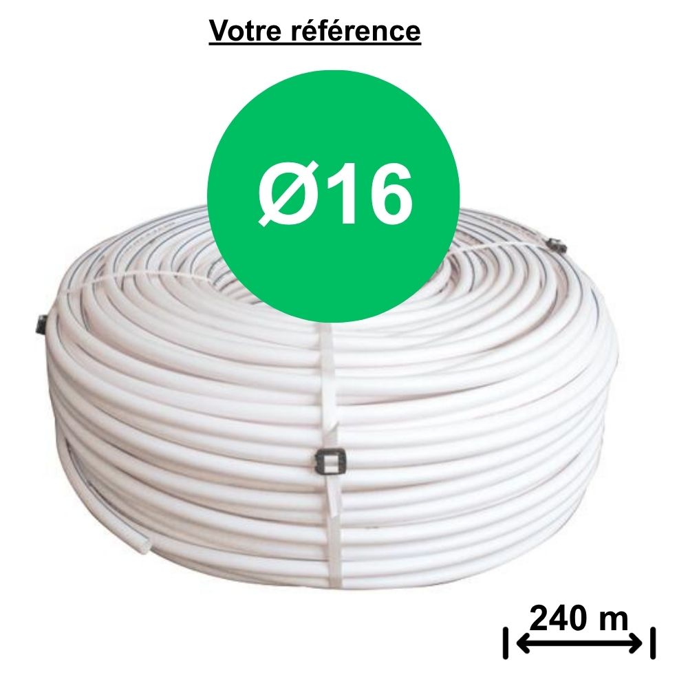Tube PER nu blanc avec liseret bleu Ø16 - longueur 240 m - Somatherm