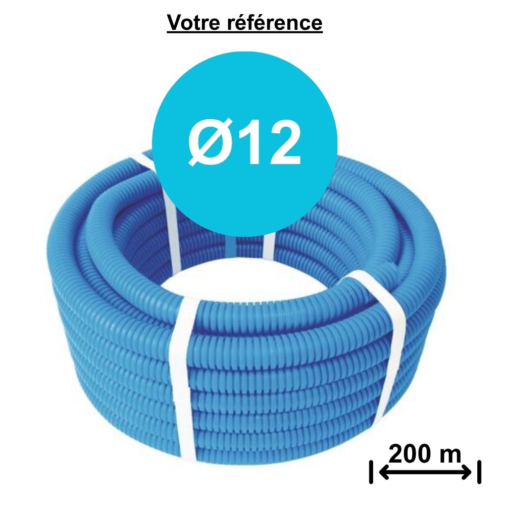Tube PER gainé bleu Ø12 - longueur 200 m - Somatherm