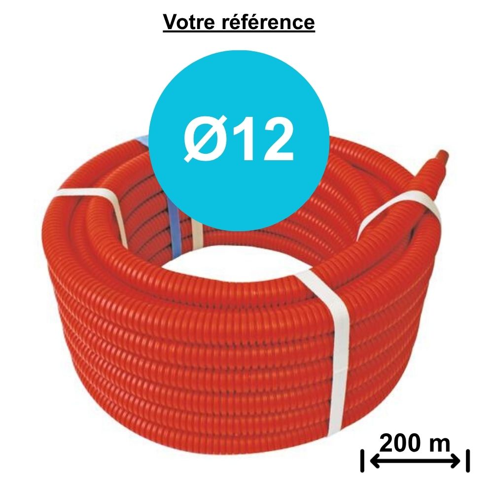 Tube PER gainé rouge Ø12 - longueur 200 m - Somatherm