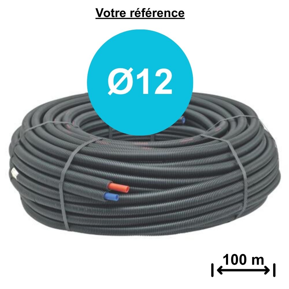 Tube PER gainé duo (rouge et bleu) Ø12 - longueur 100 m - Somatherm