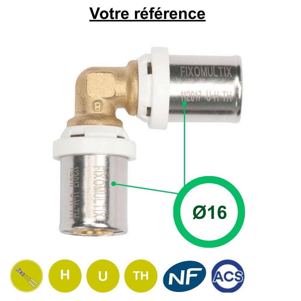 Coude égal 90° multicouche à sertir Ø16 - Somatherm