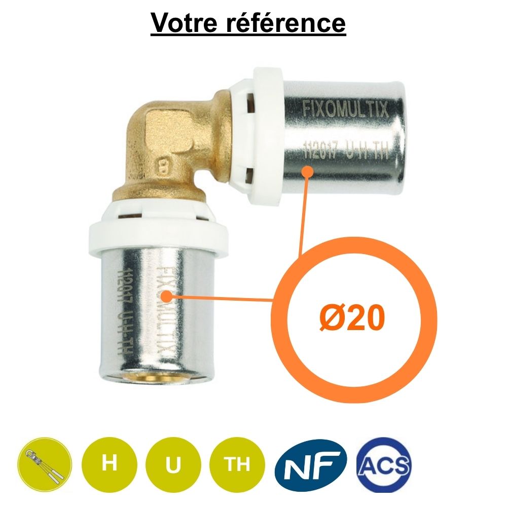 Coude égal 90° multicouche à sertir Ø20 - Somatherm