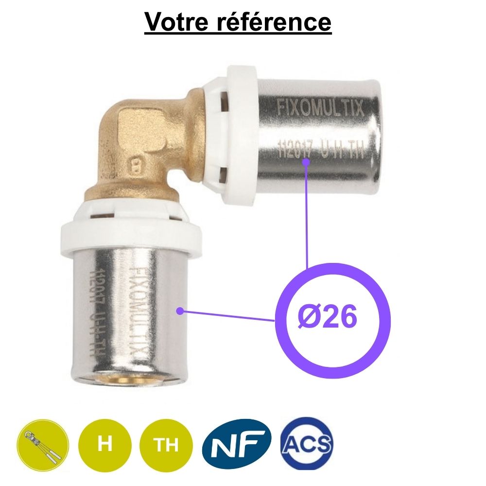 Coude égal 90° multicouche à sertir Ø26 - Somatherm
