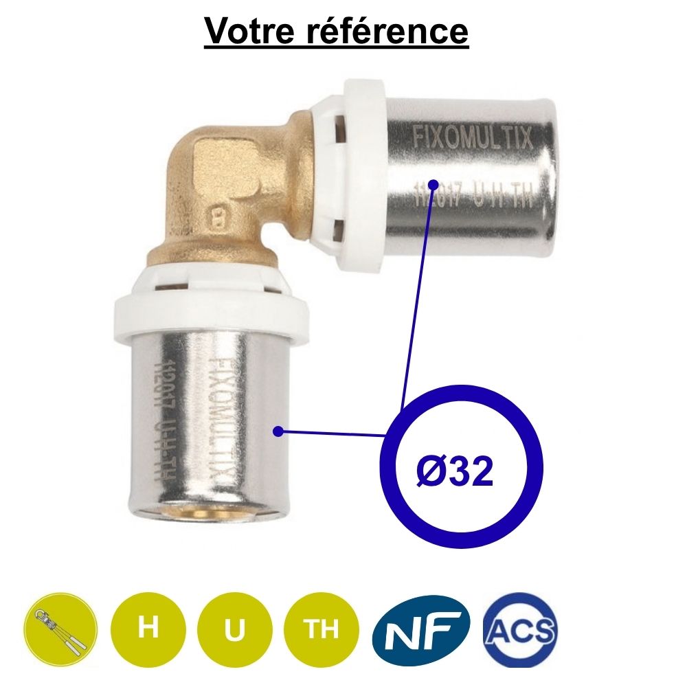 Coude égal 90° multicouche à sertir Ø32 - Somatherm