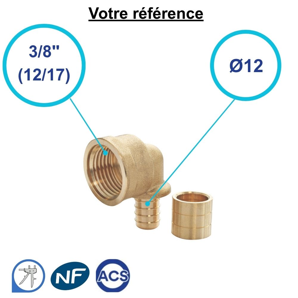 Coude femelle à glissement PER Ø12 - femelle 3/8'' (12/17) - Somatherm