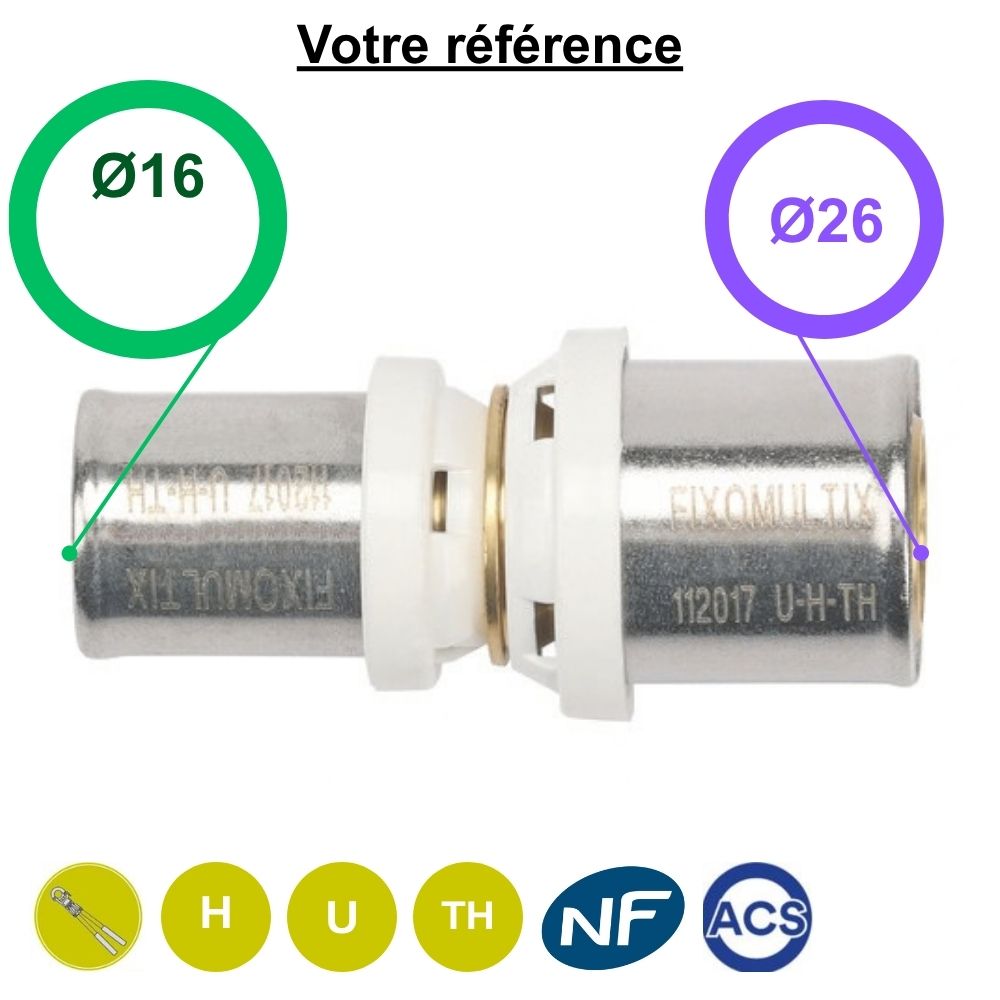 Manchon réduit multicouche à sertir Ø26-Ø16 - Somatherm