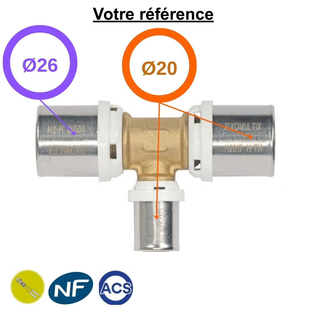 Té réduit multicouche à sertir Ø26-Ø20-Ø20 - Somatherm