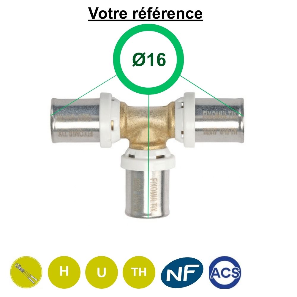 Té égal multicouche à sertir Ø16 - Somatherm