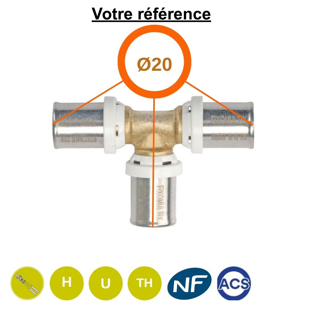 Té égal multicouche à sertir Ø20 - Somatherm