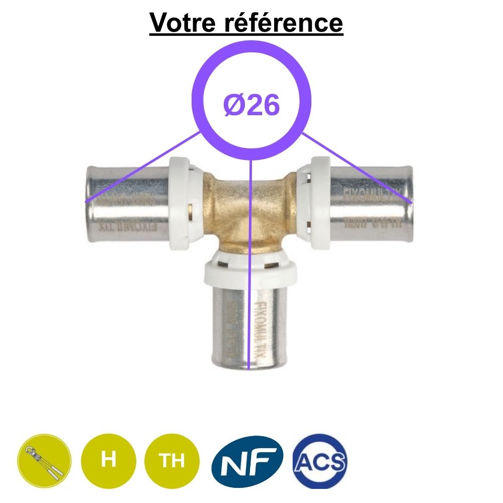 Té égal multicouche à sertir Ø26 - Somatherm
