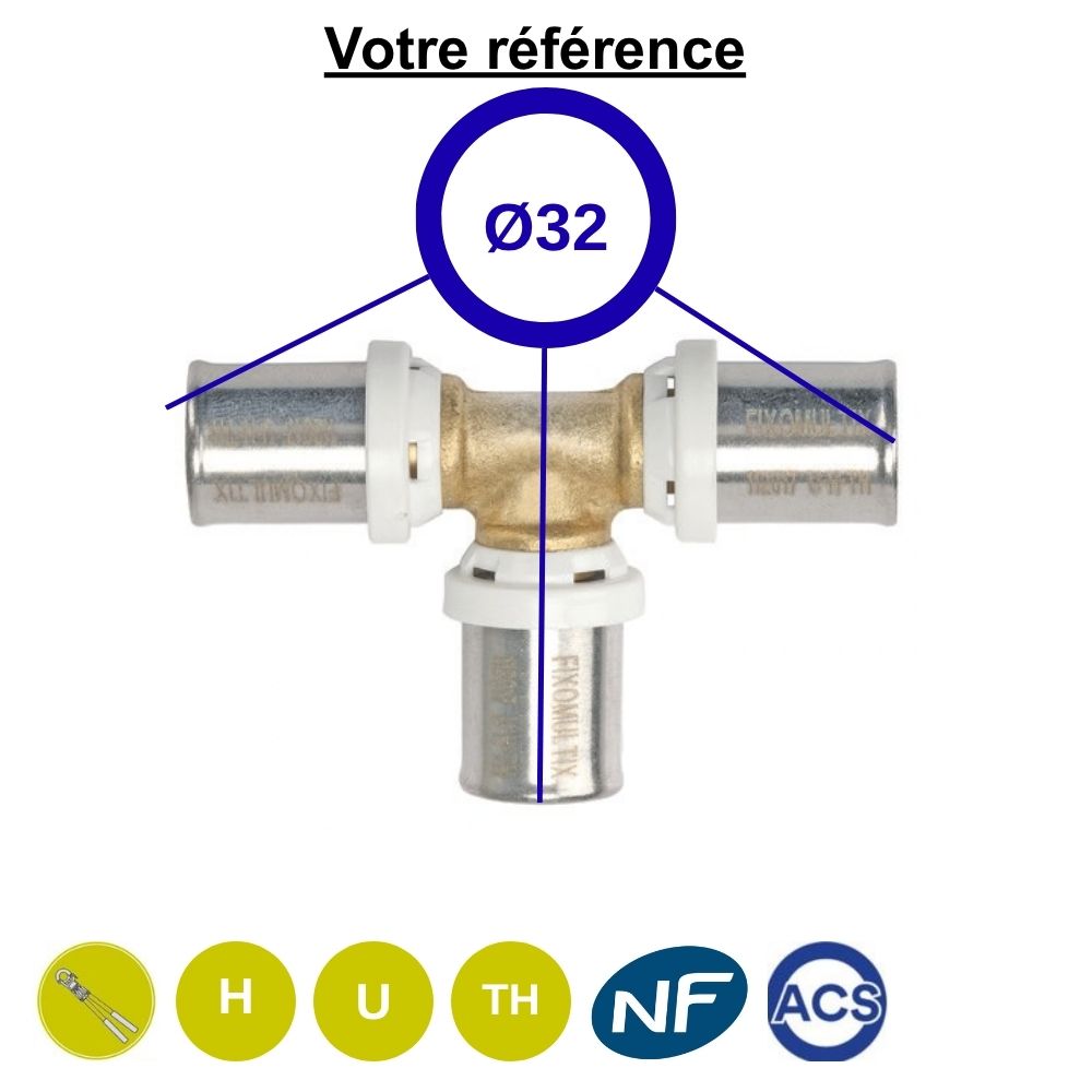 Té égal multicouche à sertir Ø32 - Somatherm