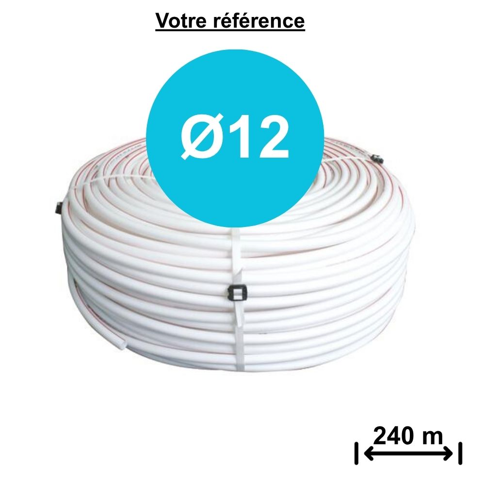 Tube PER BAO nu blanc avec liseret rouge Ø12 - longueur 240m - Somatherm
