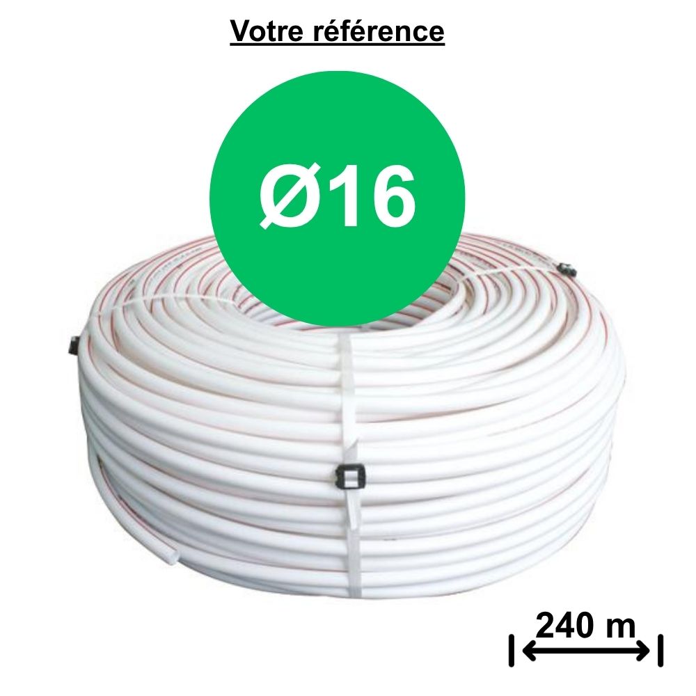 Tube PER BAO nu blanc avec liseret rouge Ø16 - longueur 240m - Somatherm