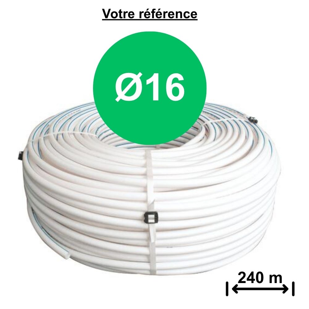 Tube PER BAO nu blanc avec liseret bleu Ø16 - longueur 240m - Somatherm