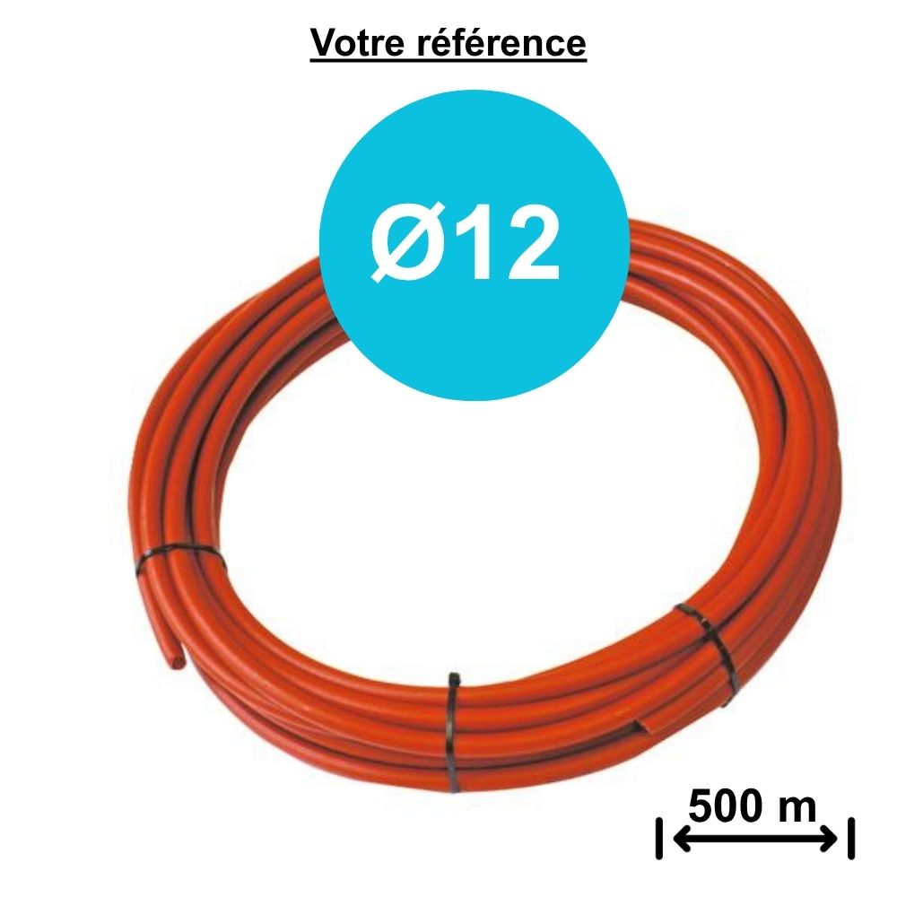 Tube PER nu rouge Ø12 - longueur 500 m - Somatherm