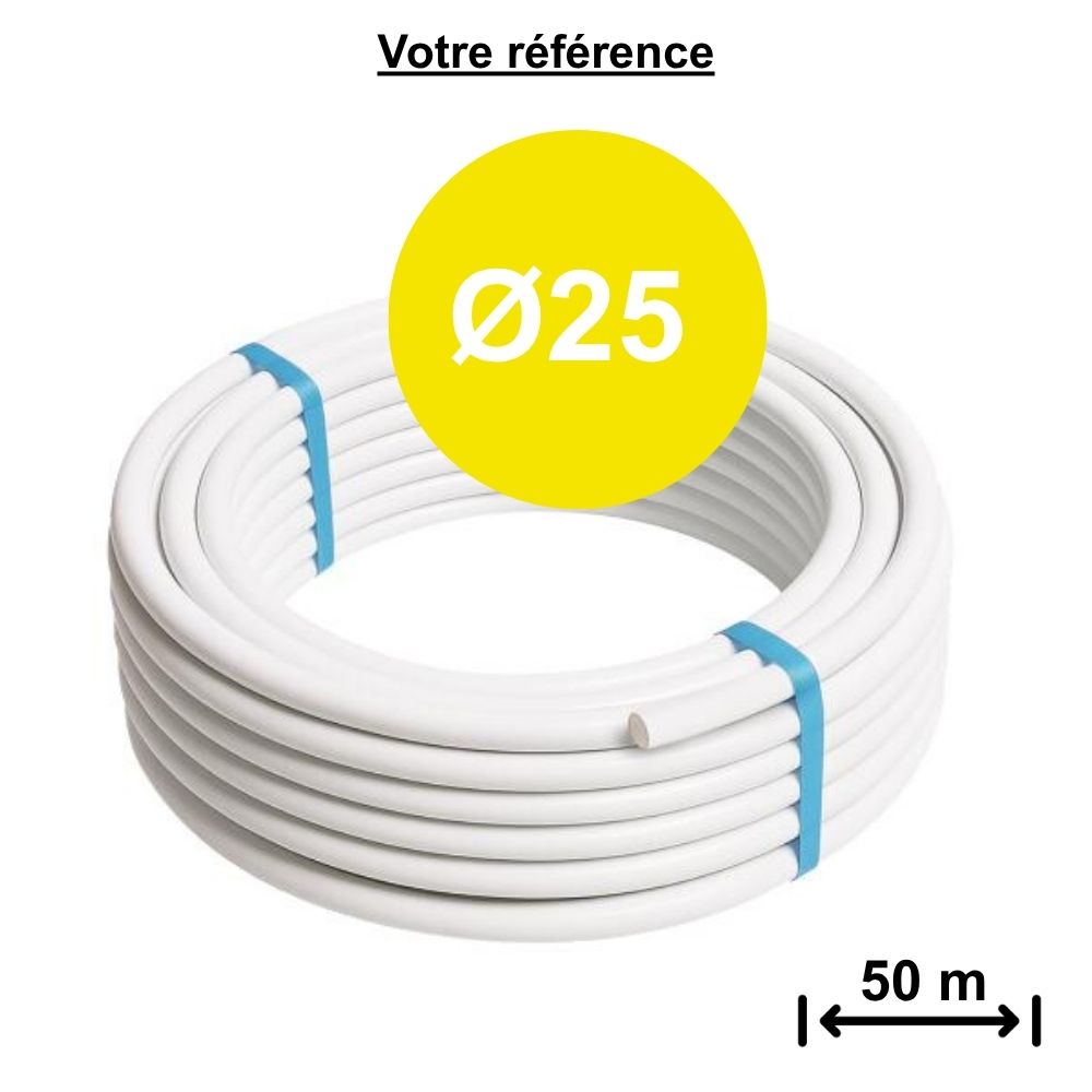 Tube multicouche nu blanc Ø25 - longueur 50 m - Somatherm