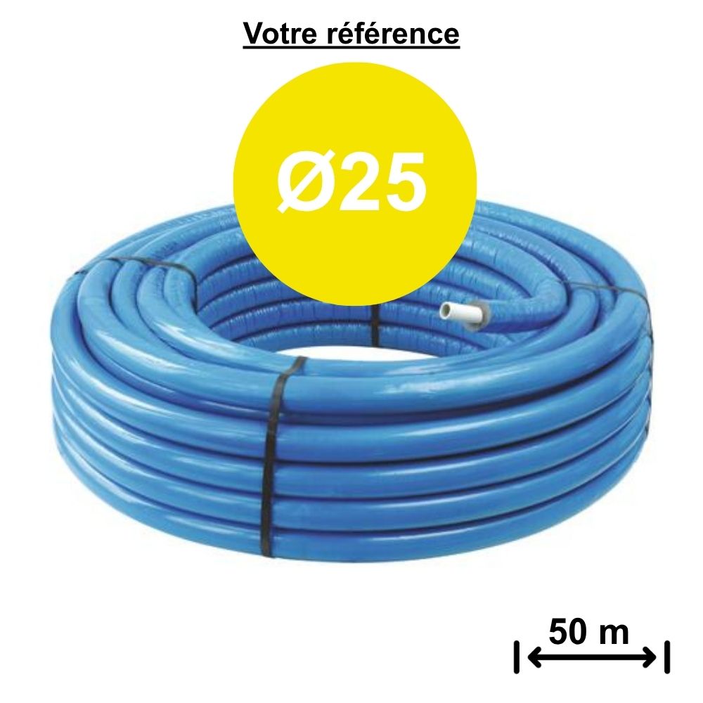 Tube multicouche isolé bleu Ø25 - longueur 50 m - Somatherm