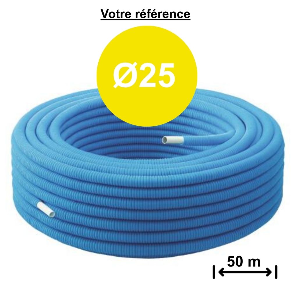 Tube multicouche gainé bleu Ø25 - longueur 50 m - Somatherm