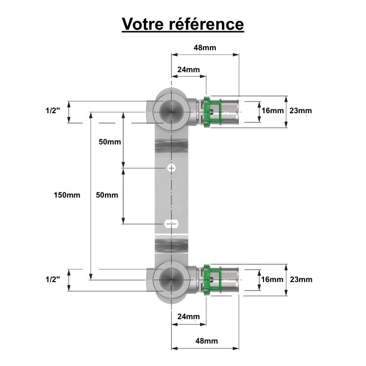 Sortie de cloison double multicouche à sertir Ø16 - femelle 1/2'' (15/21) - Comap