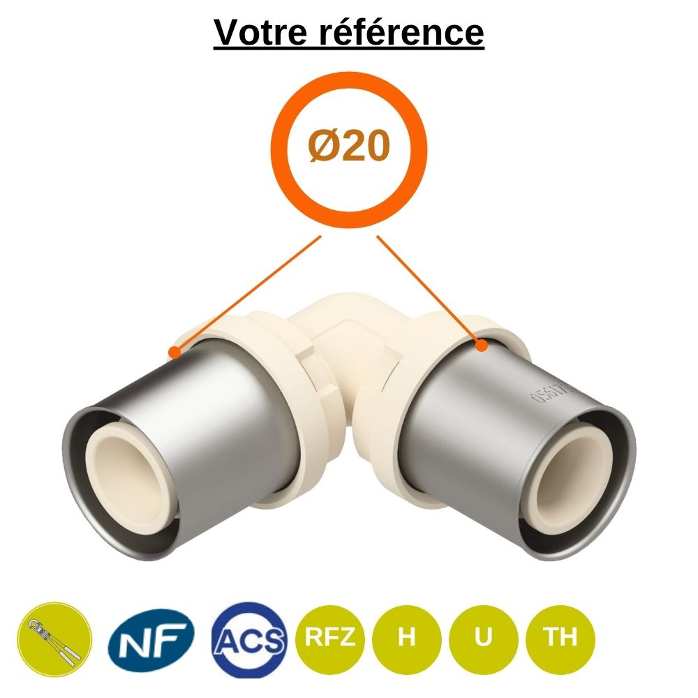 Coude égal 90° multicouche à sertir Ø20 - Fixomultix