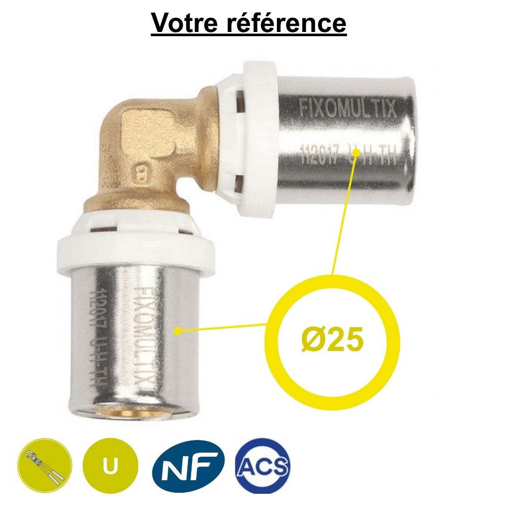 Coude égal 90° multicouche à sertir Ø25 - Somatherm