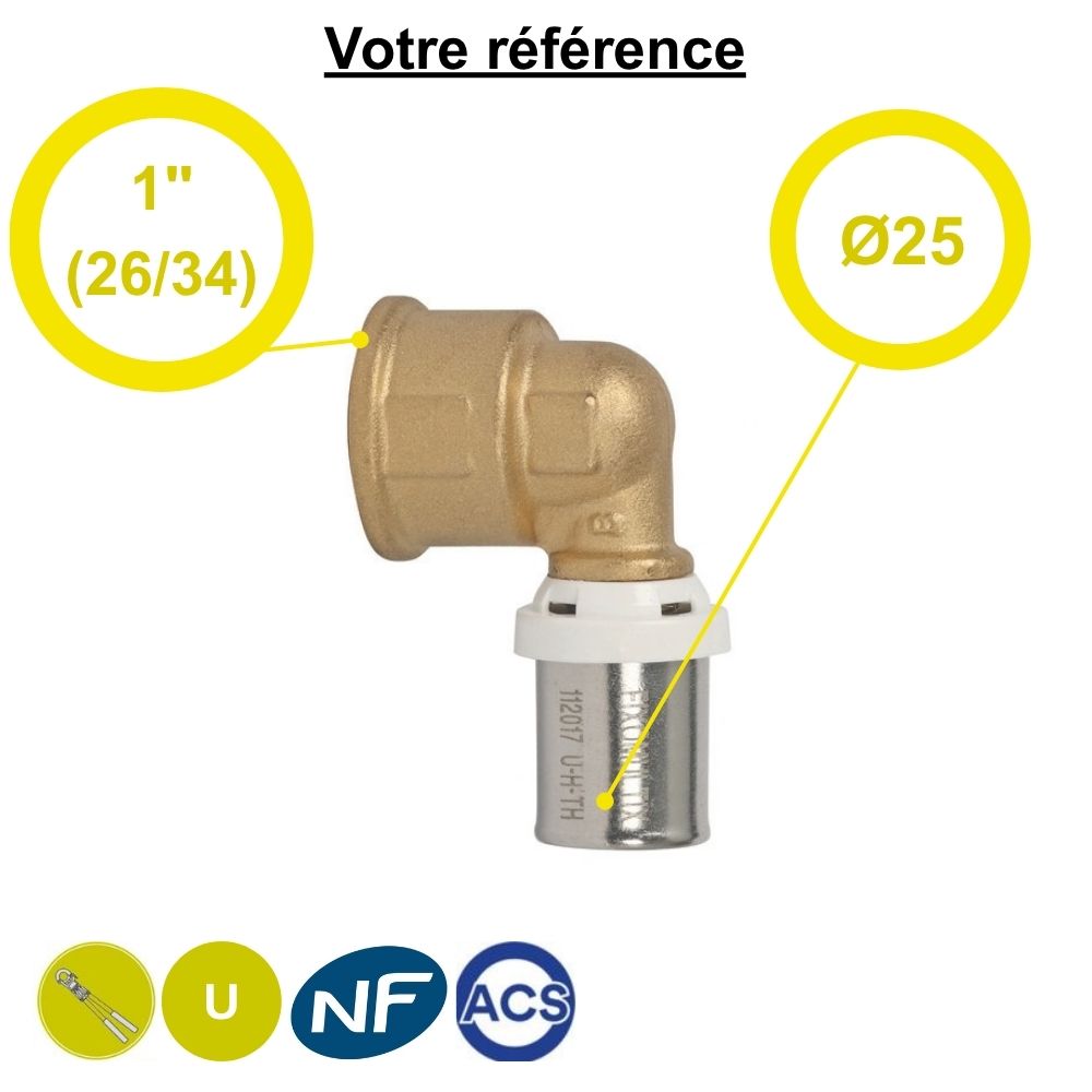 Coude femelle à sertir multicouche Ø25 - femelle 1'' (26/34) - Somatherm