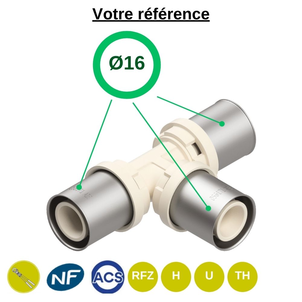 Té égal multicouche à sertir Ø16 - Fixomultix