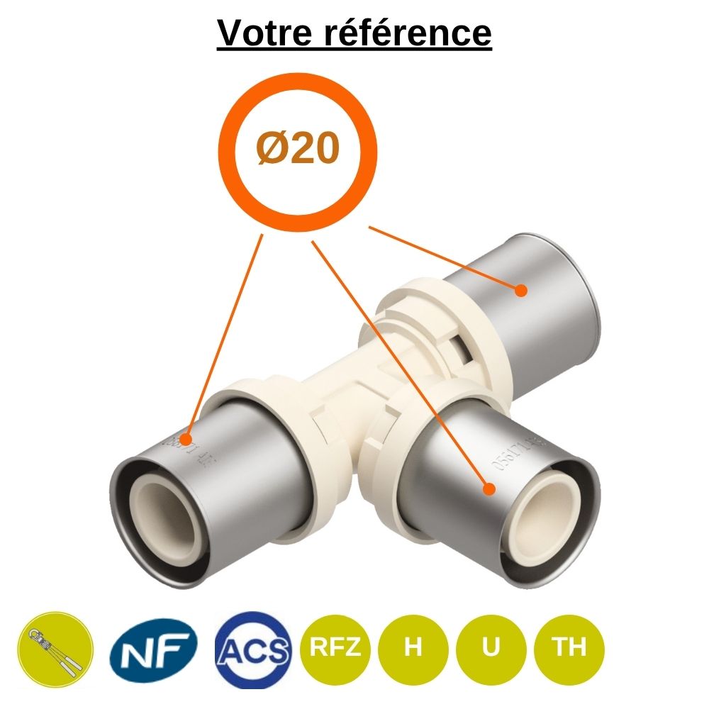 Té égal multicouche à sertir Ø20 - Fixomultix