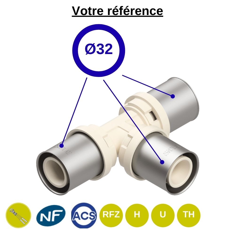 Té égal multicouche à sertir Ø32 - Fixomultix