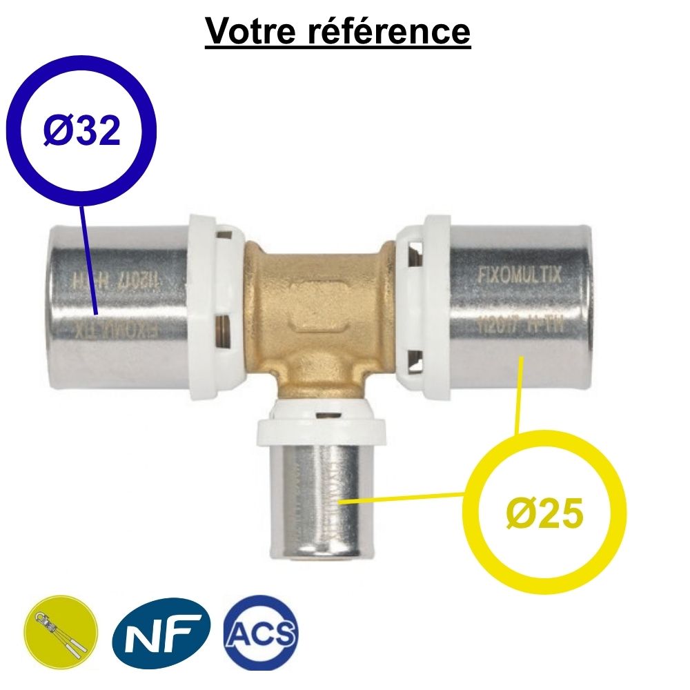 Té multicouche à sertir réduit au centre Ø32-Ø25-Ø25 - Somatherm