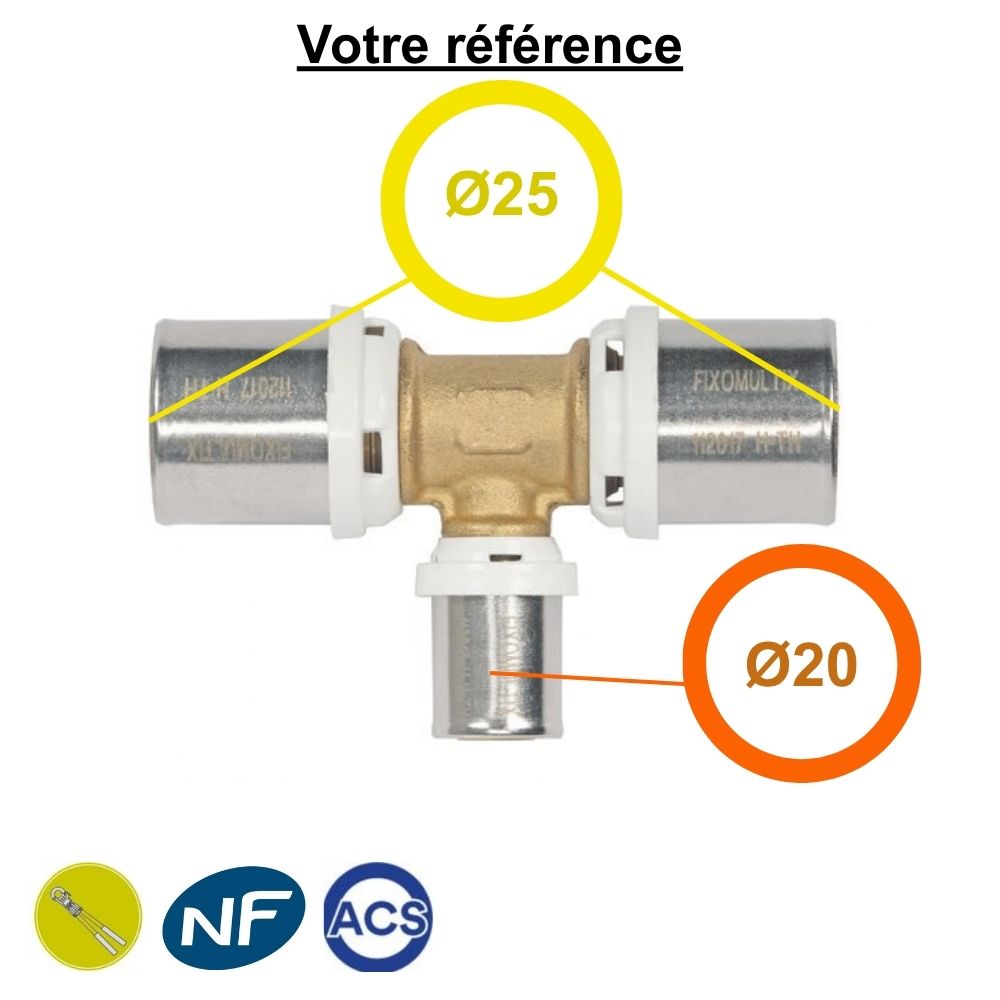 Té multicouche à sertir réduit au centre Ø25-Ø20-Ø25 - Somatherm