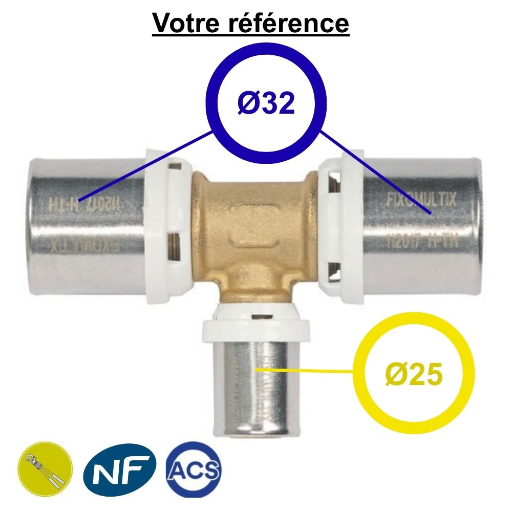 Té multicouche à sertir réduit au centre Ø32-Ø25-Ø32 - Somatherm