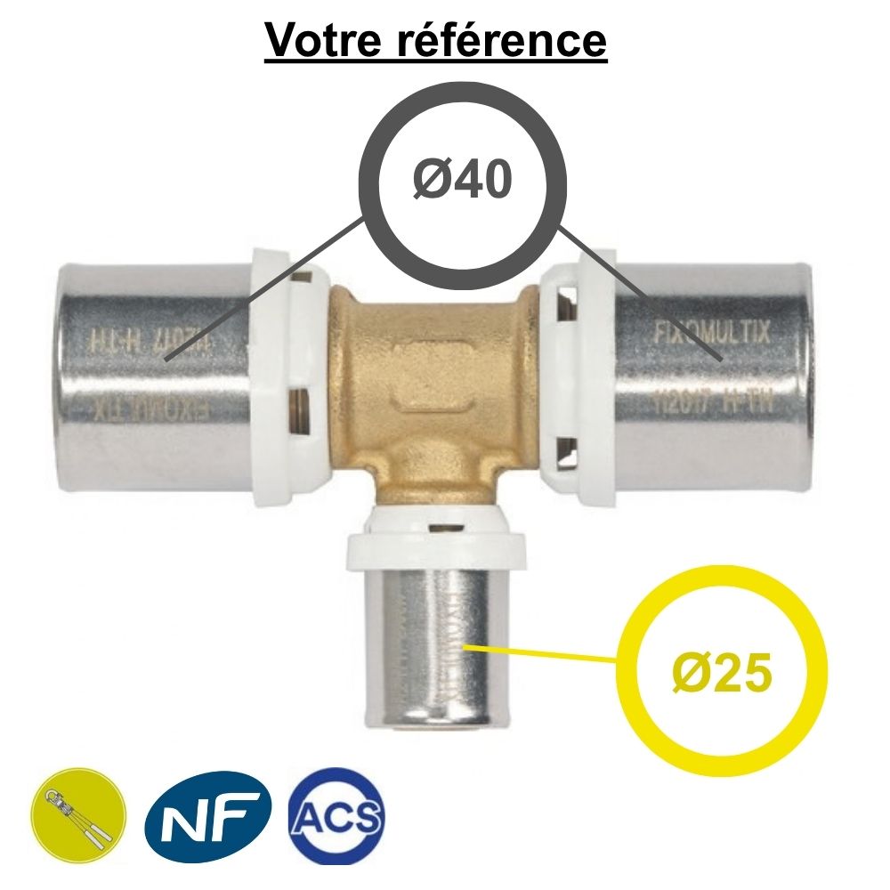 Té multicouche à sertir réduit au centre Ø40-Ø25-Ø40 - Somatherm