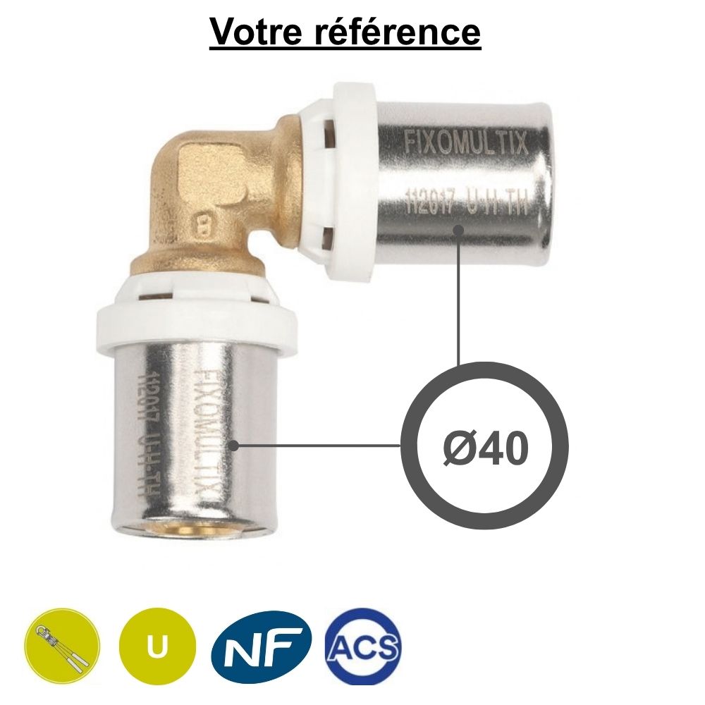Coude égal 90° multicouche à sertir Ø40 - Somatherm
