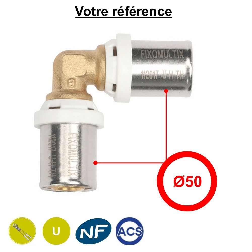 Coude égal 90° multicouche à sertir Ø50 - Somatherm