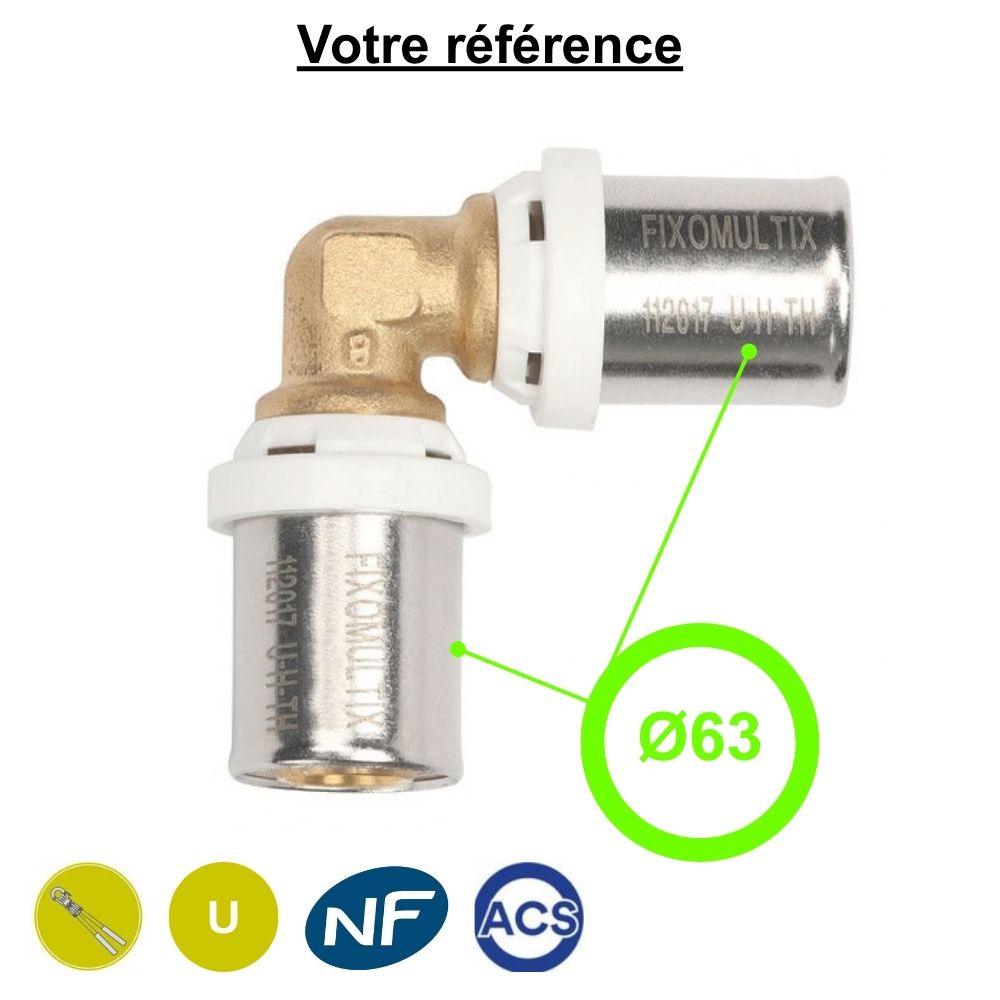 Coude égal 90° multicouche à sertir Ø63 - Somatherm