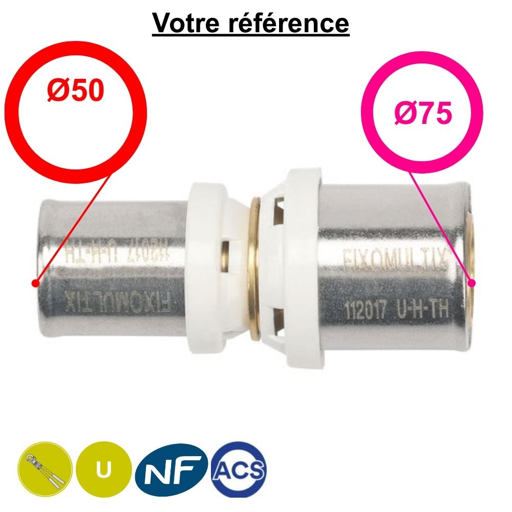 Manchon réduit multicouche à sertir Ø75-Ø50 - Somatherm