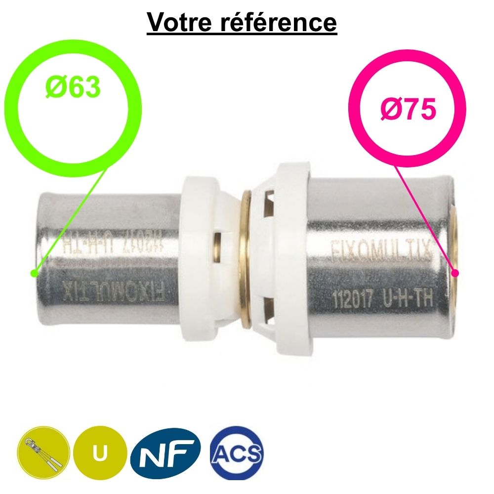 Manchon réduit multicouche à sertir Ø75-Ø63 - Somatherm