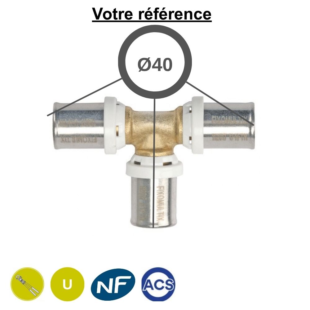 Té égal multicouche à sertir Ø40 - Somatherm