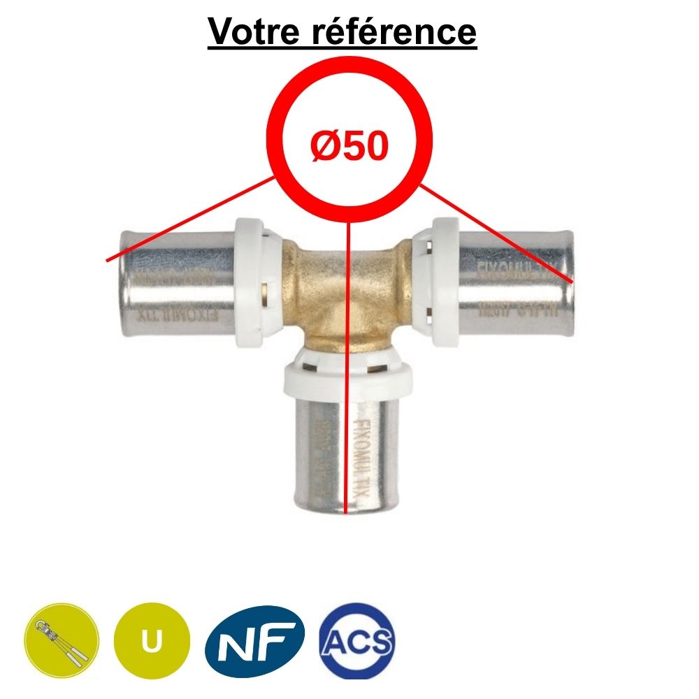 Té égal multicouche à sertir Ø50 - Somatherm