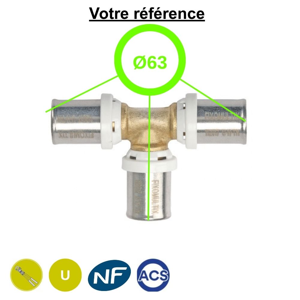 Té égal multicouche à sertir Ø63 - Somatherm