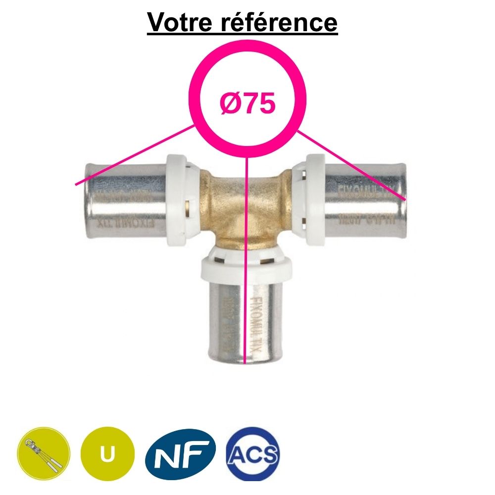 Té égal multicouche à sertir Ø75 - Somatherm