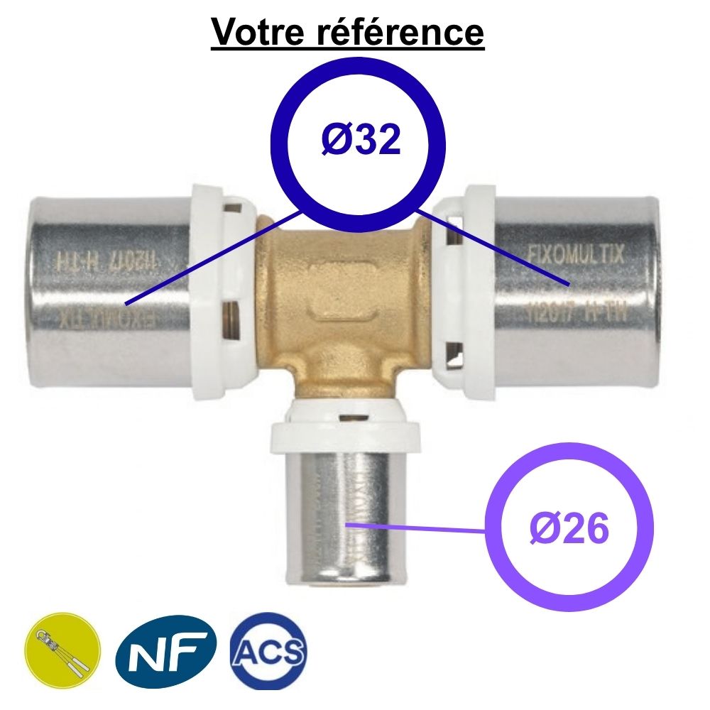 Té multicouche à sertir réduit au centre Ø32-Ø26-Ø32 - Somatherm