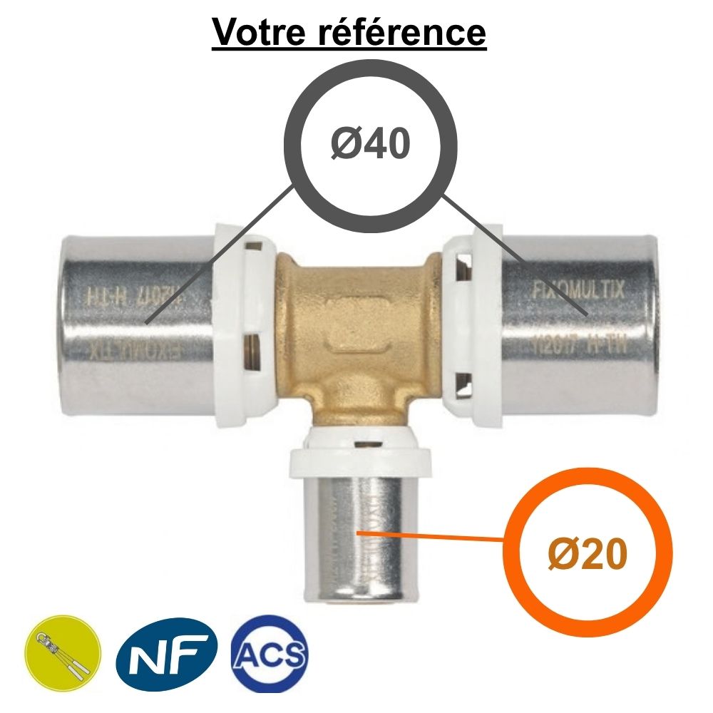 Té multicouche à sertir réduit au centre Ø40-Ø20-Ø40 - Somatherm