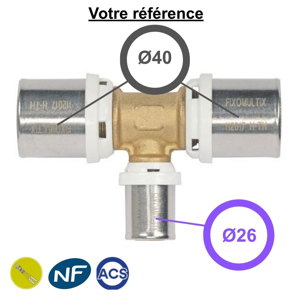 Té multicouche à sertir réduit au centre Ø40-Ø26-Ø40 - Somatherm