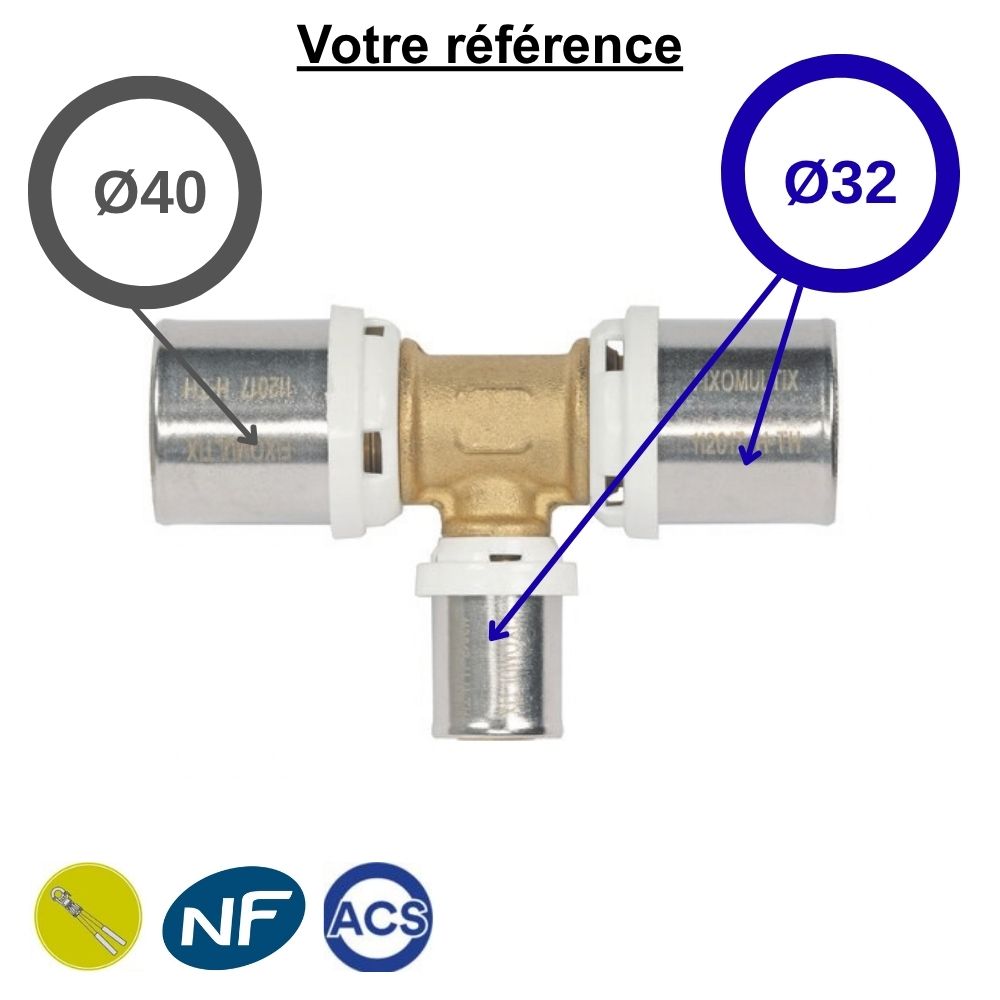 Té réduit multicouche à sertir Ø40-Ø32-Ø32 - Somatherm
